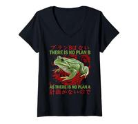 Femme Funny Japanese There is no Plan B Frog Citations For Family T-Shirt avec Col en V
