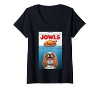 Femme Funny Jowls Thanksgiving Cavalier King Charles Spaniel and T-Shirt avec Col en V