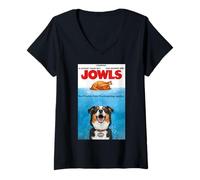 Femme Funny Jowls Thanksgiving Miniature American Shepherd and T-Shirt avec Col en V