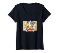 Femme Funny Kawaii Kids Ramen Blue Merle Australian Shepherd Lover T-Shirt avec Col en V