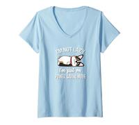 Femme Funny Kawaii Lazy Nap Power Saving Mode Tricolor Corgi Lover T-Shirt avec Col en V
