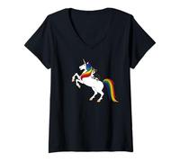 Femme Funny Kids Womens Unicorn Welsh Tri Color Corgi Lover T-Shirt avec Col en V