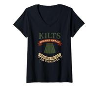 Femme Funny Kilts Good Girls Don't Ask Skottish Gaelic Humour T-Shirt avec Col en V