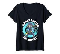 Femme Funny Kindergarten Ninja Kindergarten Je Viens T-Shirt avec Col en V