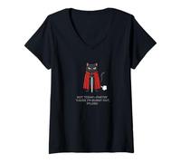 Femme Funny Knight Cat Not Today Fartin Cattitude M'Lord Dad Mom T-Shirt avec Col en V