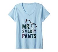 Femme Funny Little Mr Smart Pantalon Last 100 Days School My Smartie T-Shirt avec Col en V
