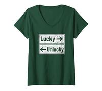 Femme Funny Lucky - Direction de la flèche malchanceuse T-Shirt avec Col en V
