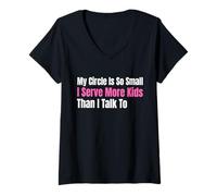 Femme Funny Lunch Lady My Circle est si Petit Que Je sers Plus d'enfants T-Shirt avec Col en V