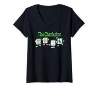 Femme Funny Mahjong Player Chinese Tile The Charleston Gambling T-Shirt avec Col en V