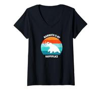 Femme Funny Mammut Stone Age Ice Age Design Préhistorique T-Shirt avec Col en V