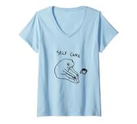 Femme Funny Meme, Version Japonaise. Soins personnels Grenouille Yoga T-Shirt avec Col en V
