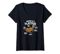 Femme Funny Mens Womens & Kids Kawaii Anatomy of a Platypus Lover T-Shirt avec Col en V