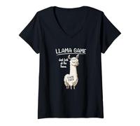 Femme Funny Mens Womens Kids Llama Game Don't Look at The Llama T-Shirt avec Col en V