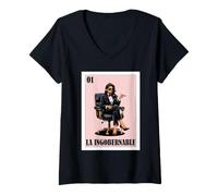 Femme Funny Mexican Chingona Design - La Ingobernable T-Shirt avec Col en V