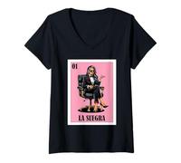 Femme Funny Mexican Design for Mother in Law - La Suegra T-Shirt avec Col en V