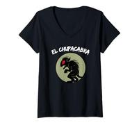 Femme Funny Mexican El Chupacabra Cryptid Lover T-Shirt avec Col en V