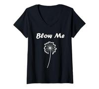 Femme Funny minimalist dandelions flowers simple blow me dandelion T-Shirt avec Col en V
