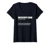 Femme Funny Mississippi Mom Southern Roots (Longue définition) T-Shirt avec Col en V