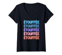 Femme Funny Modern Repeated Étouffée Louisiana Etouffee T-Shirt avec Col en V