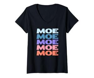 Femme Funny Modern Repeated Text Design Moe T-Shirt avec Col en V
