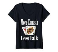 Femme Funny More Canasta Less Talk Jeu de cartes Sarcasme T-Shirt avec Col en V