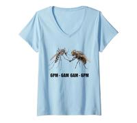 Femme Funny Mosquito and Fly Night Shift Day Shift Meme T-Shirt avec Col en V
