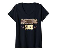 Femme Funny Mosquitos Suck Mosquito Malaria Haters T-Shirt avec Col en V