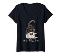 Femme Funny Mr & Mrs GNOME for Matching Couples with GNOME Groom T-Shirt avec Col en V