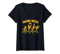 Femme Funny Music Art Musical Note Gag Music Love Taking Notes T-Shirt avec Col en V