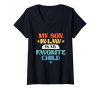 Femme Funny My Son in-Law Favorite Child Retro Family Joke T-Shirt avec Col en V