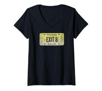 Femme Funny NJ State Vanity Plaque d'immatriculation EXIT 8 T-Shirt avec Col en V