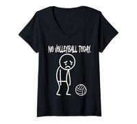 Femme Funny No Volleyball Today Sad Boring Stickman Sport Lovers T-Shirt avec Col en V