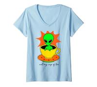 Femme Funny Not My Cup of Tea T-Shirt Graphique Alien T-Shirt avec Col en V