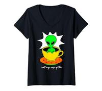 Femme Funny Not My Cup of Tea T-Shirt Graphique Alien T-Shirt avec Col en V