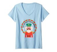 Femme Funny Not My First Casse-Noisette de Noël Danseur de Ballet Meme T-Shirt avec Col en V