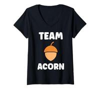 Femme Funny Oak Acorn Small Nut Minimalist Cute simple team Acorn T-Shirt avec Col en V