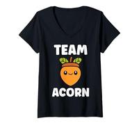 Femme Funny Oak Acorn Small Nut Minimalist Cute simple team Acorn T-Shirt avec Col en V