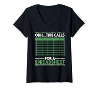 Femme Funny Oh This Calls for a Spreadsheet Coworkers Office Humour T-Shirt avec Col en V