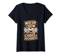 Femme Funny Oktoberfest Beer Drinking Dirndl T-Shirt avec Col en V