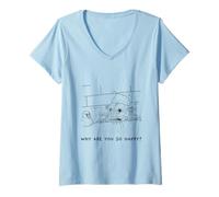 Femme Funny Opossum Illustration Why are You So Happy T-Shirt avec Col en V