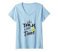 Femme Funny Padel I Can't Talk and Play at Same Time T-Shirt avec Col en V