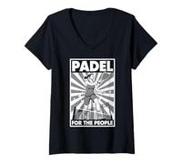 Femme Funny Padel Tennis for The People Vintage Propagande Femme T-Shirt avec Col en V