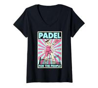 Femme Funny Padel Tennis for The People Vintage Propagande Femme T-Shirt avec Col en V