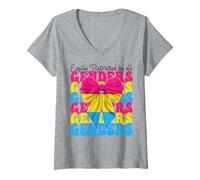 Femme Funny Pansexual Pan Pride facilement distrait par tous les sexes T-Shirt avec Col en V