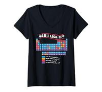 Femme Funny Periodic Table Science Teacher Can I Lick It Chemistry T-Shirt avec Col en V