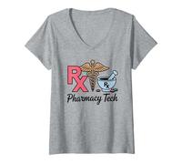 Femme Funny Pharmacy Tech Pharmacien Assistant Pharmacien Technicien Pharmacie T-Shirt avec Col en V