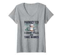 Femme Funny Pharmacy Tech Squad CPhT Pharmacien Assistant T-Shirt avec Col en V
