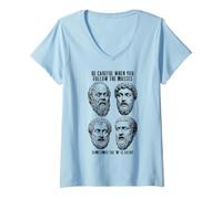 Femme Funny Philosophy Socrate Aurelius Aristote Platon Masses T-Shirt avec Col en V