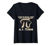 Femme Funny Pi Day 3.14 Outfit Python Snake Humour Pi Math Science T-Shirt avec Col en V