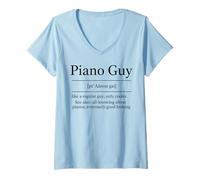 Femme Funny Piano Guy Definition Pianist T-Shirt avec Col en V